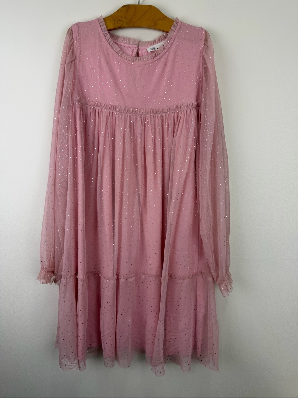 Zara Kids Pink Sparkle Tulle Tiered Dress Girls 13-14 164cm